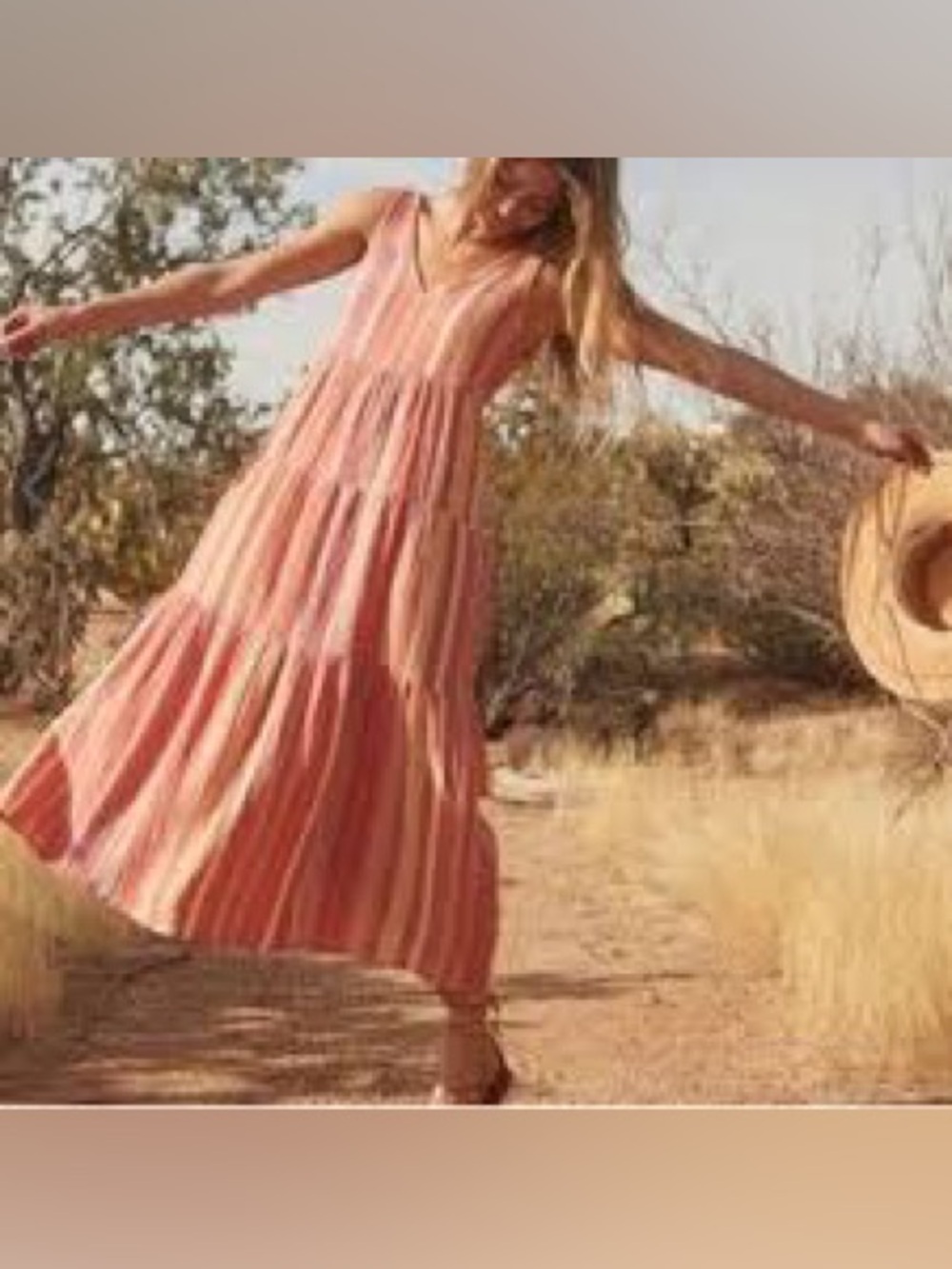 Marine Layer Pink Striped Tiered Maxi Dress